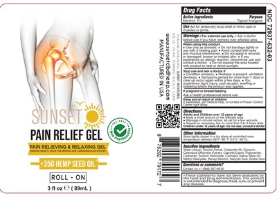 Hemp Oil (Sunset Pain Relief Gel 3oz Roll On 350 Hemp)